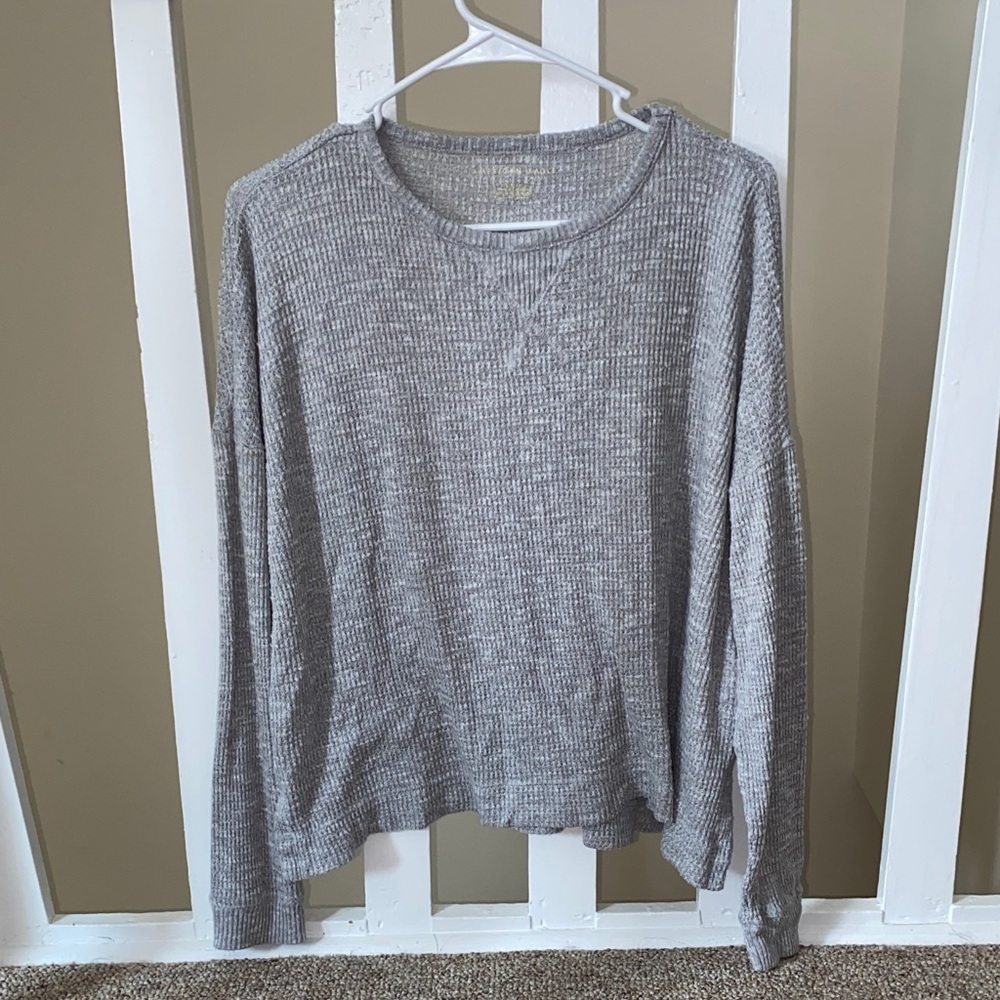American Eagle Outfitters Heather Gray Knit Top
